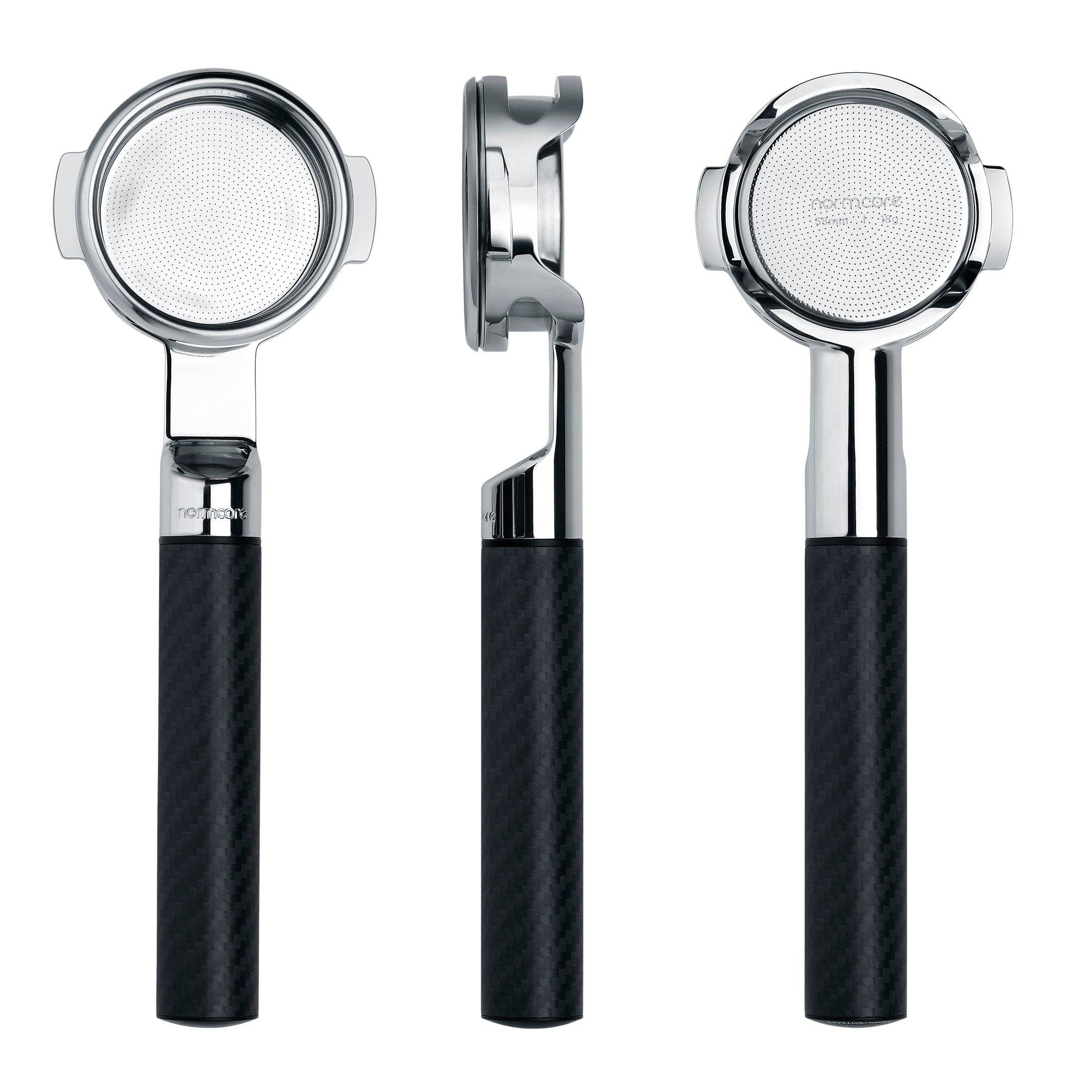 Normcore CNC Lay-Flat Portafilter with Carbon Fiber Handle