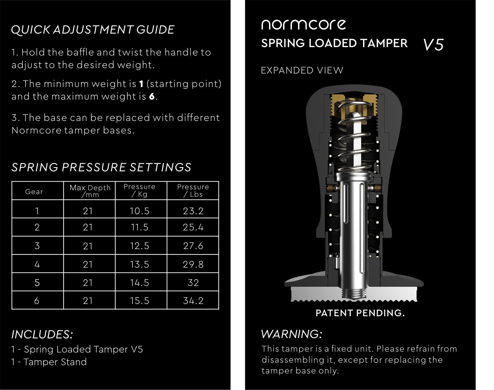 Normcore V5 Spring Loaded Tamper - Titanium Coating Base
