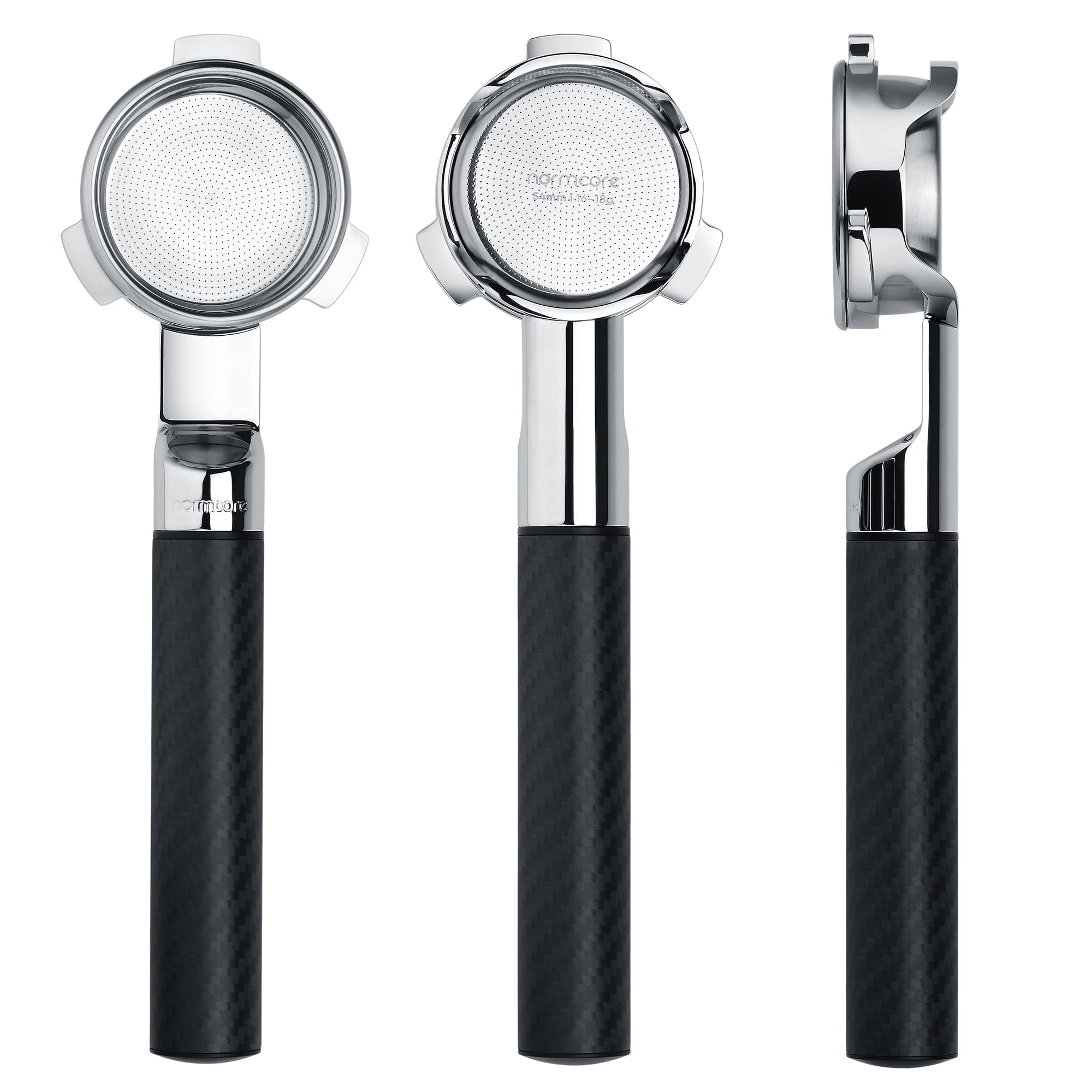Normcore Lay-Flat Portafilter | Carbon Fiber Handle