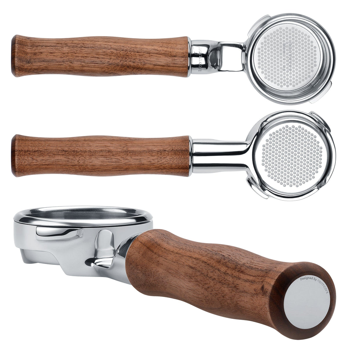 Normcore Slim Bottomless Portafilter with Upgraded Walnut Wood Handle