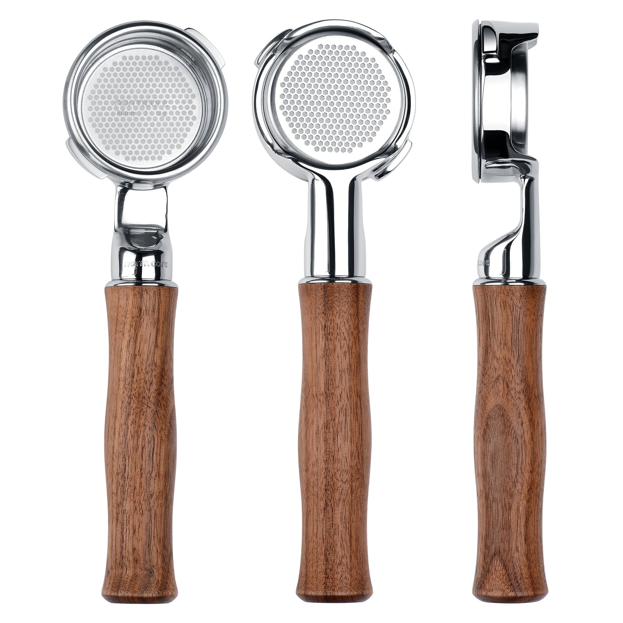 Normcore Slim Bottomless Portafilter with Upgraded Walnut Wood Handle