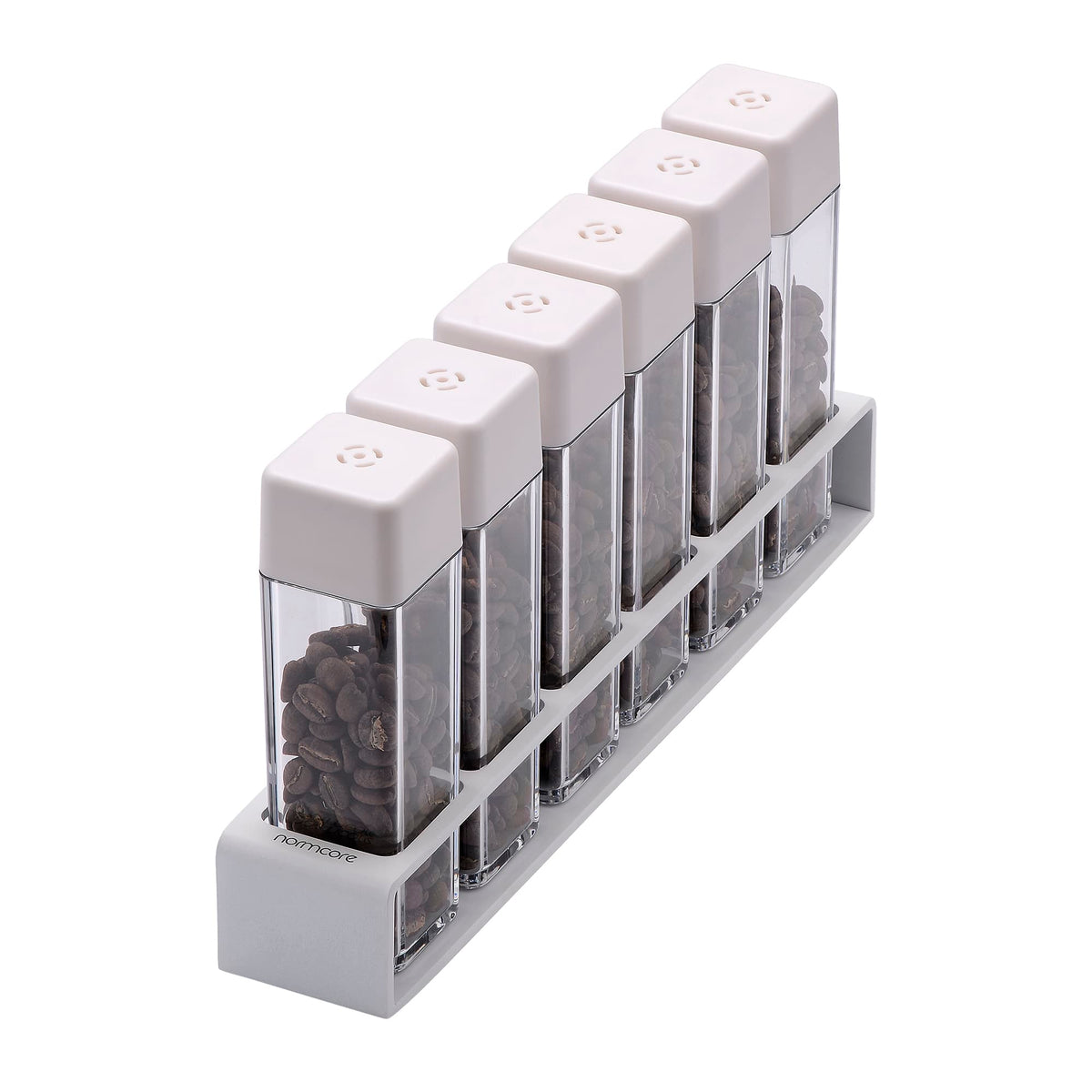 Normcore / DEPOSITOS DE CAFÉ EN GRANOS DE 6 TUBOS CON SOPORTE
